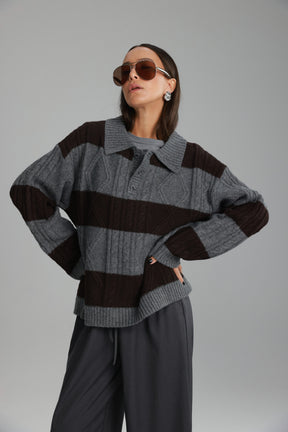 סוודר זאק אפור/חום