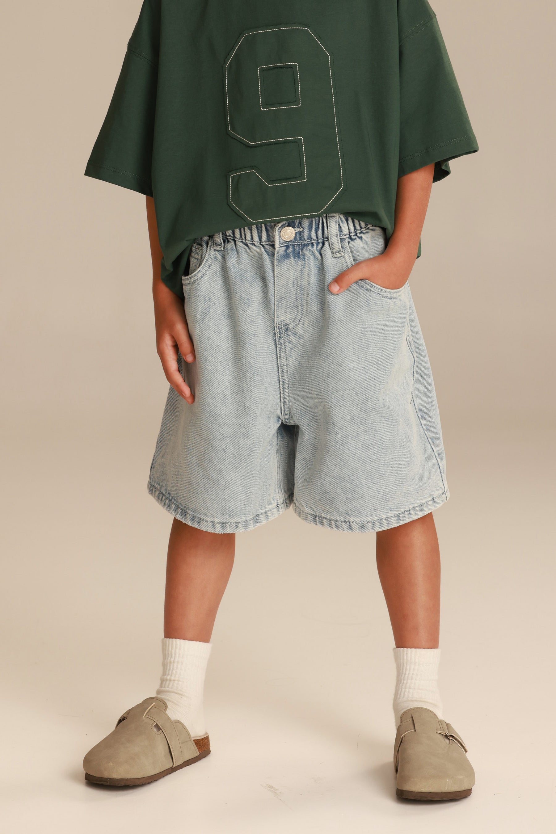 ג'ינס ברמודה תבל כחול בהיר