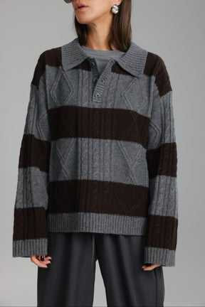 סוודר זאק אפור/חום