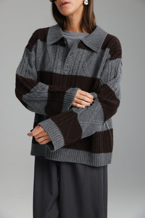 סוודר זאק אפור/חום