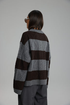 סוודר זאק אפור/חום