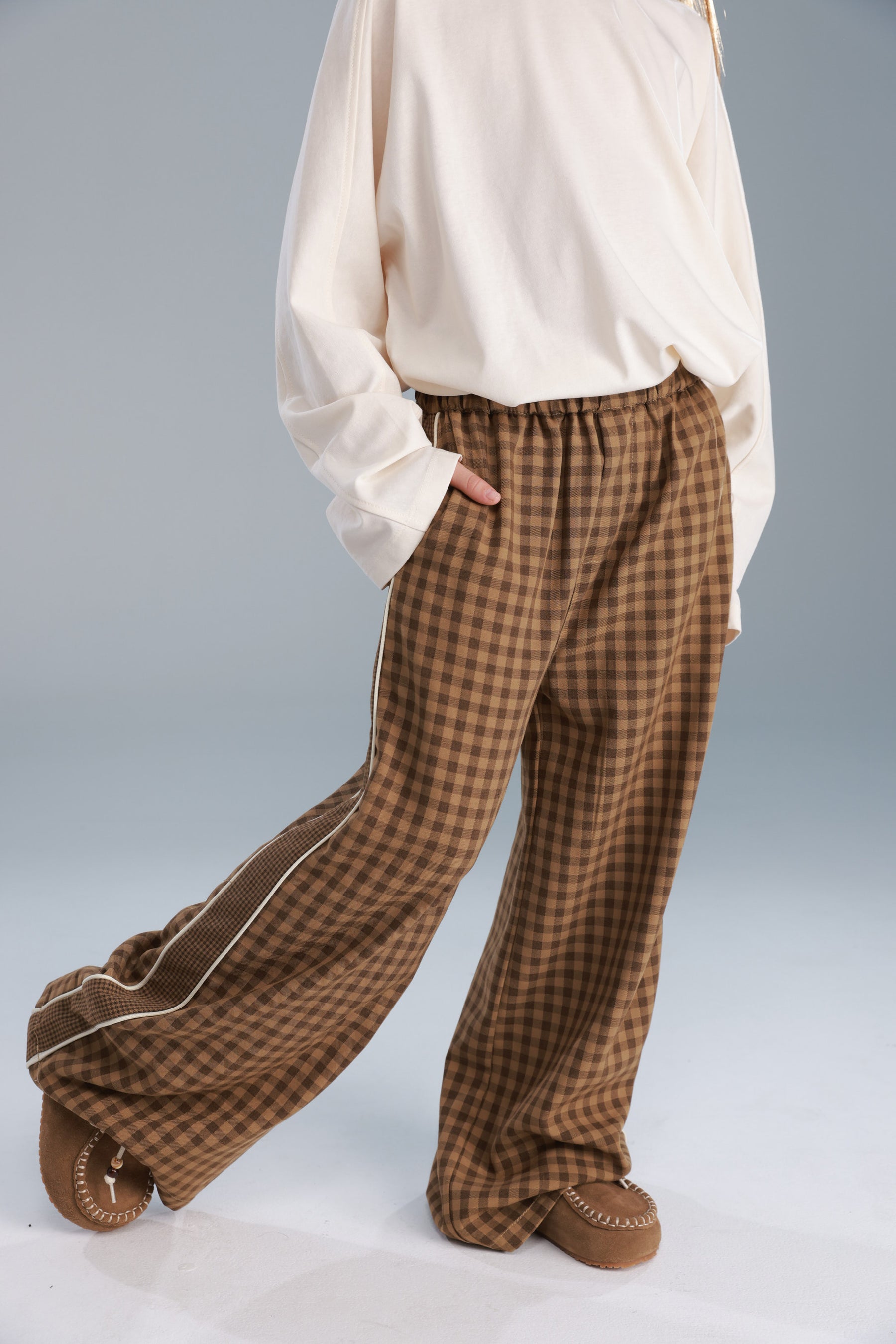 מכנסי דאפי משבצות חומות