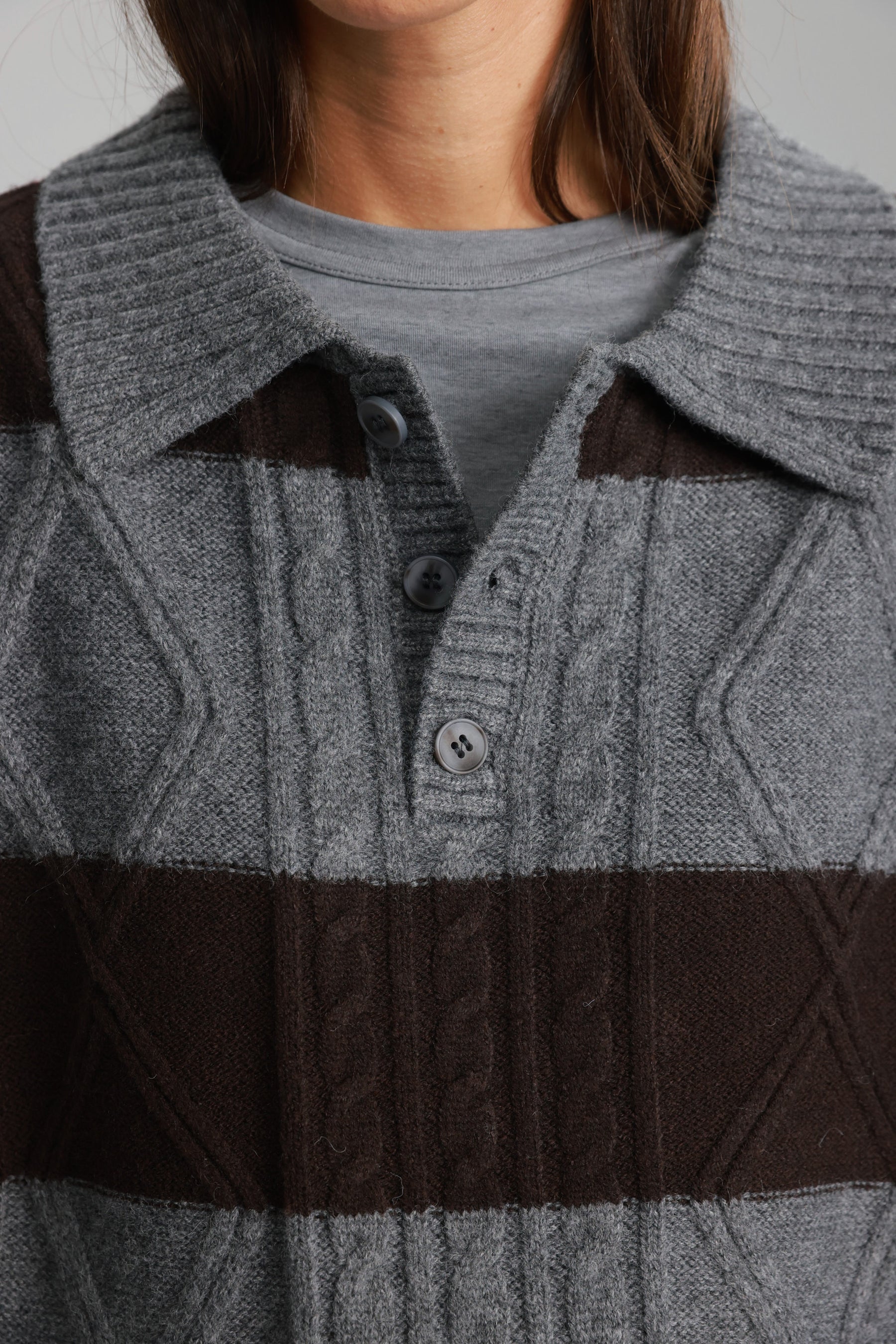 סוודר זאק אפור/חום