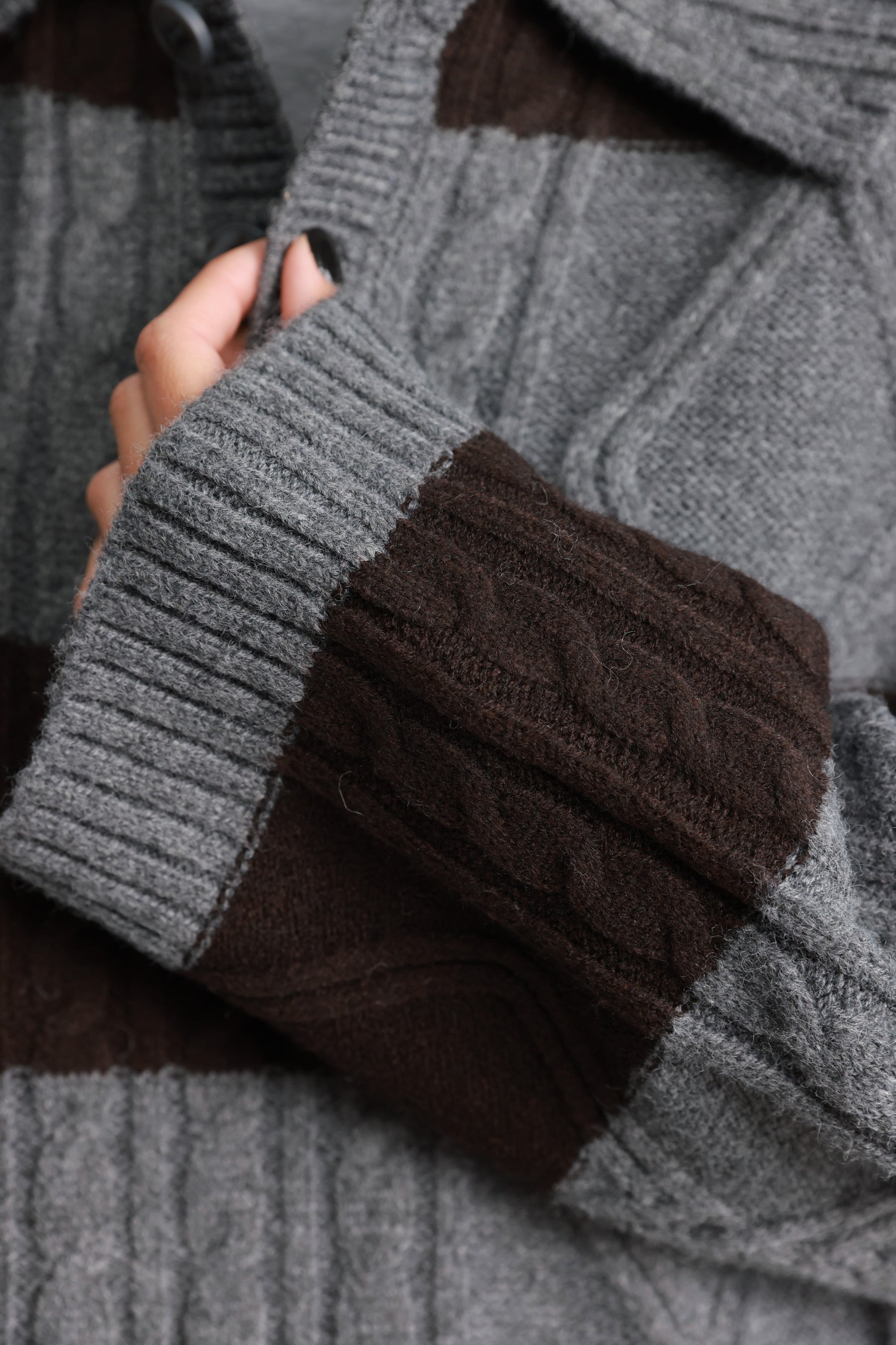 סוודר זאק אפור/חום