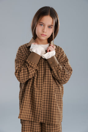 חולצת מרטין מכופתרת חומה