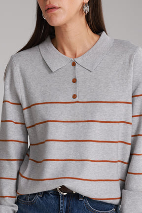 חולצת סריג שיינה אפור/חום