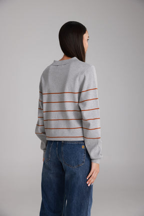 חולצת סריג שיינה אפור/חום