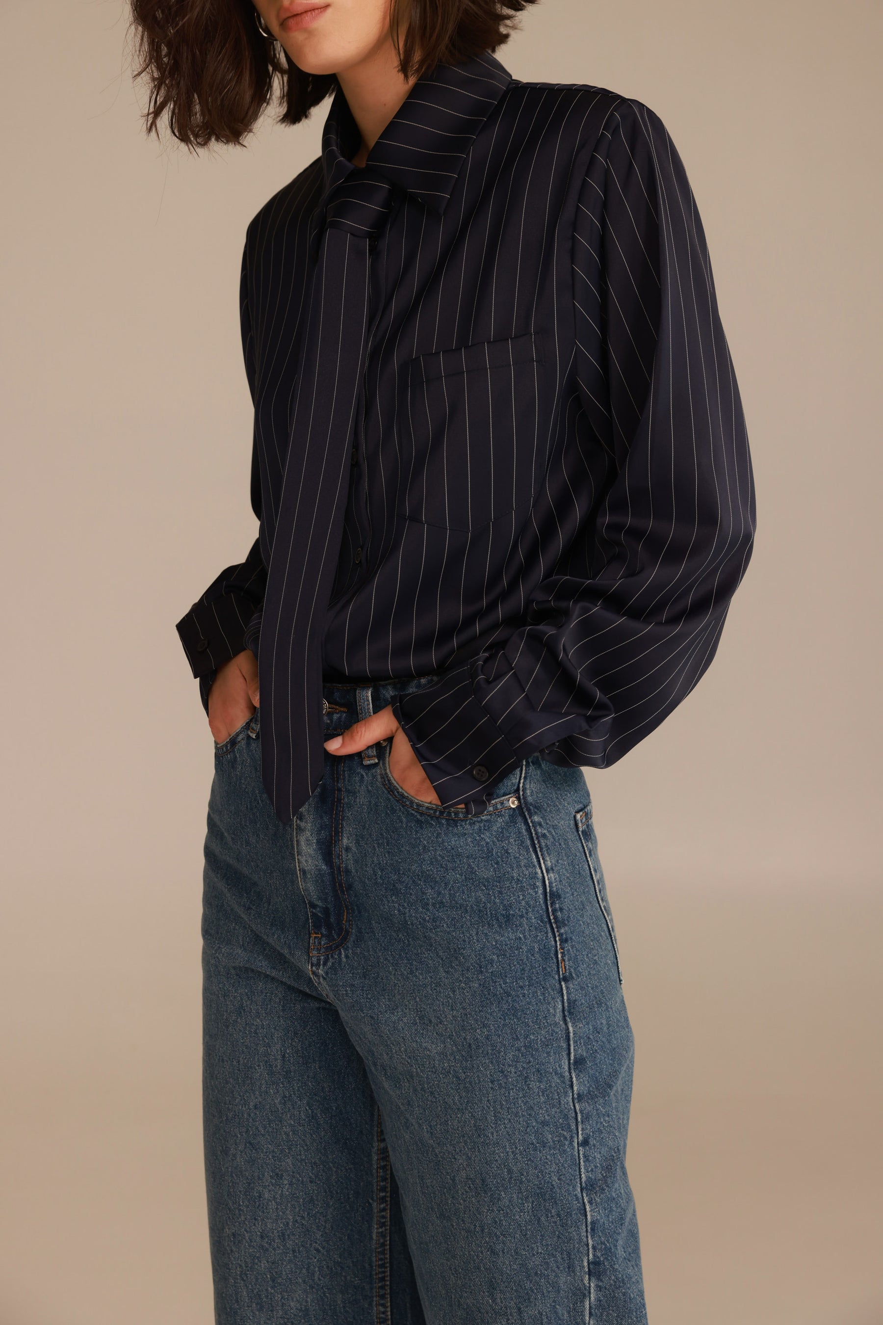 חולצת רוג'רס מכופתרת נייבי