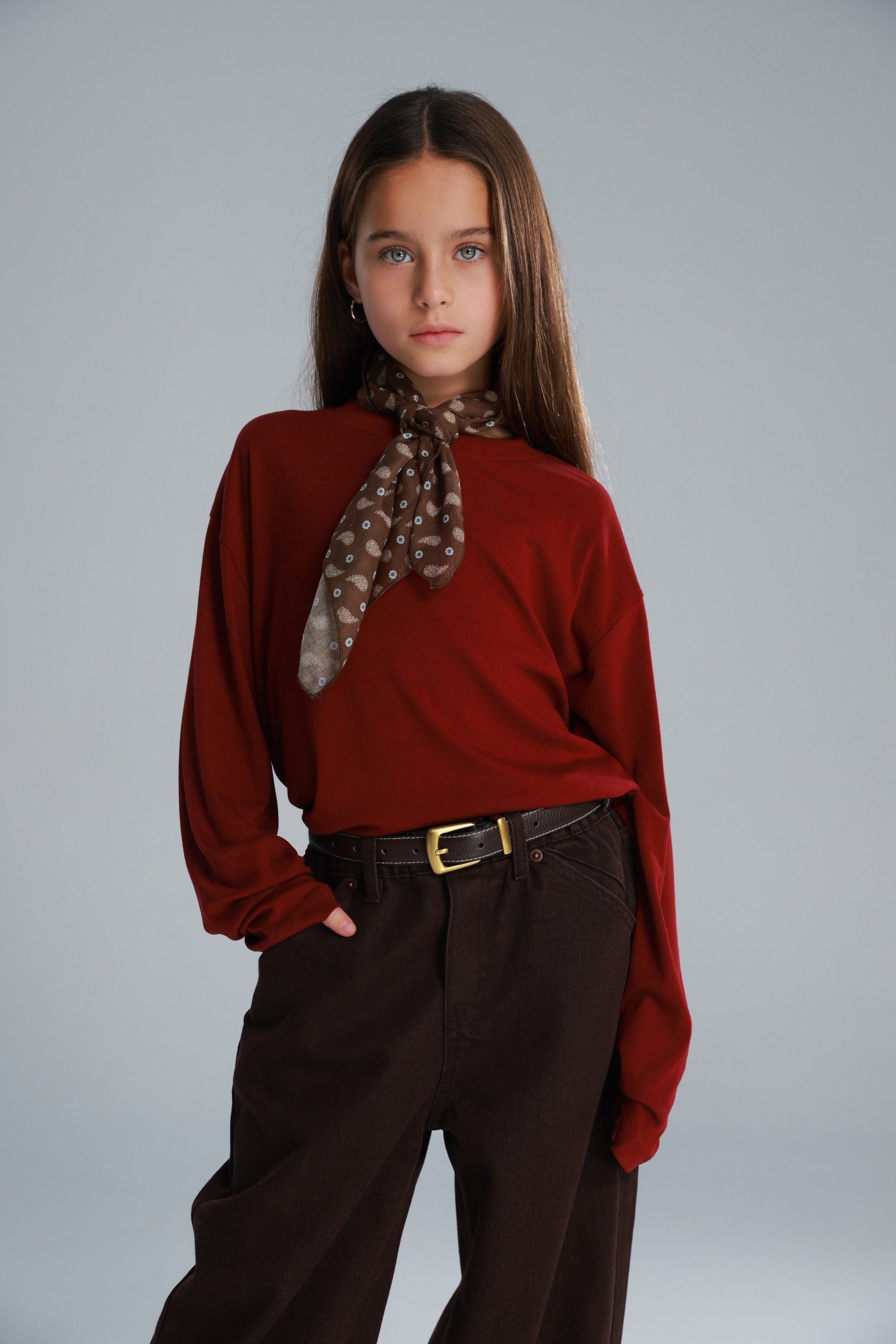 חגורת איב חום כהה אבזם זהב