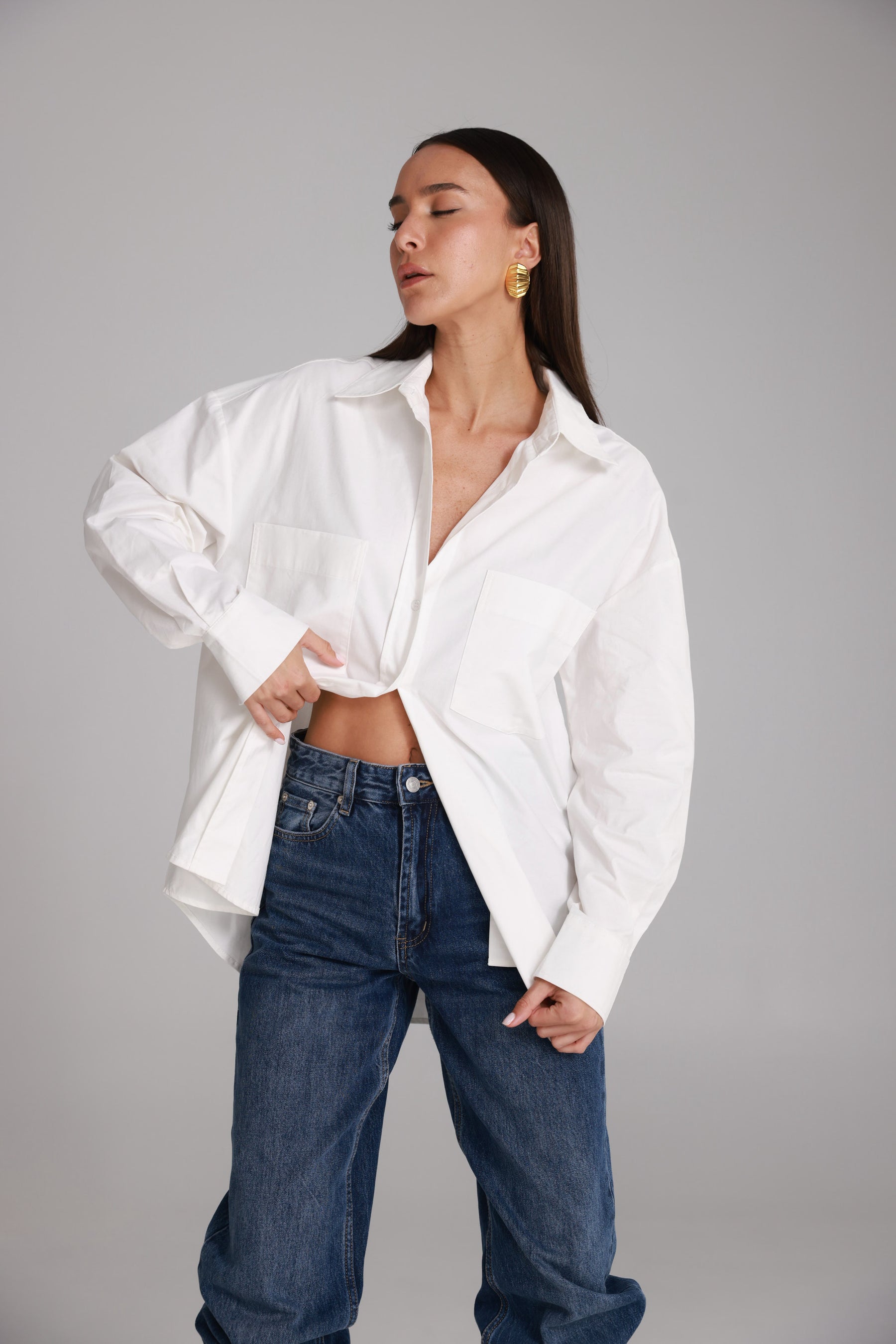 חולצת ניקולאס מכופתרת לבנה