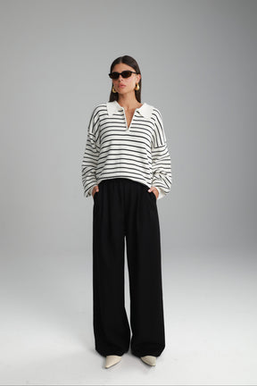 סריג קנדי פסים לבן/שחור