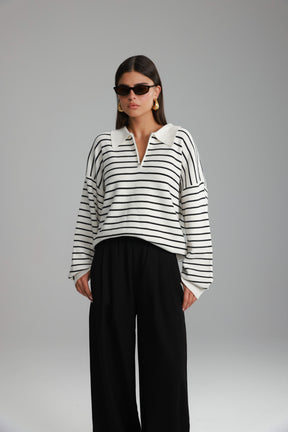 סריג קנדי פסים לבן/שחור