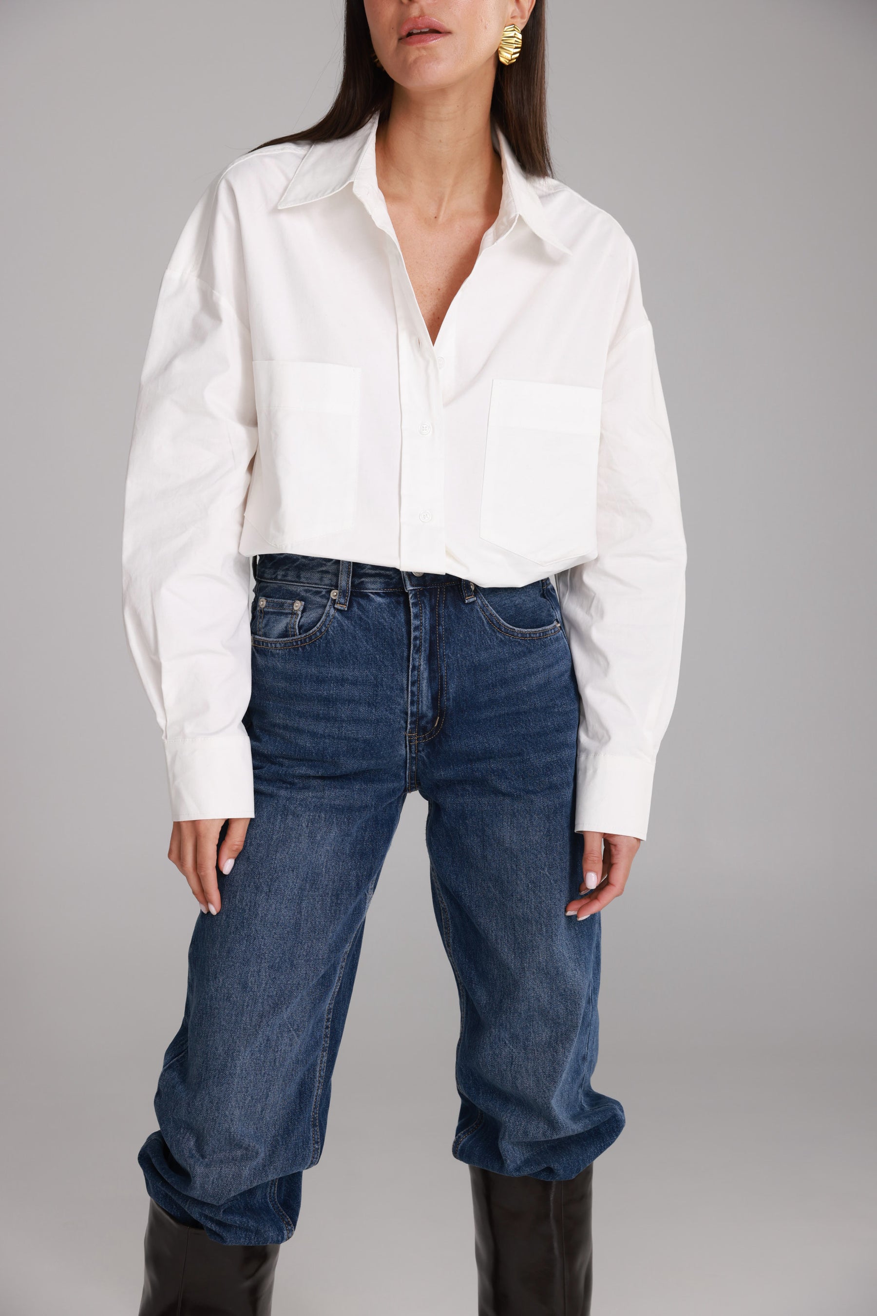 חולצת ניקולאס מכופתרת לבנה