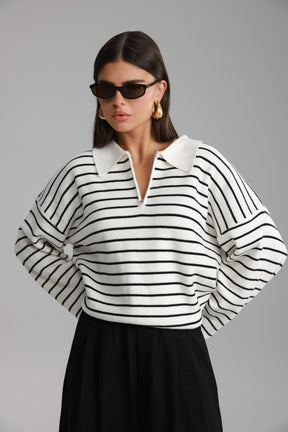 סריג קנדי פסים לבן/שחור