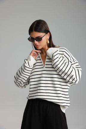 סריג קנדי פסים לבן/שחור