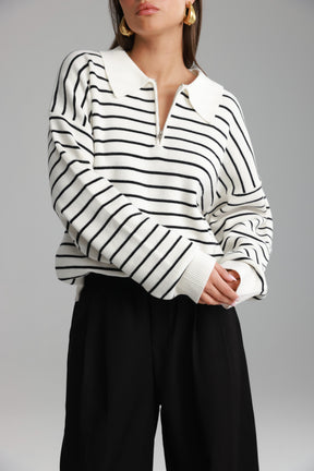 סריג קנדי פסים לבן/שחור