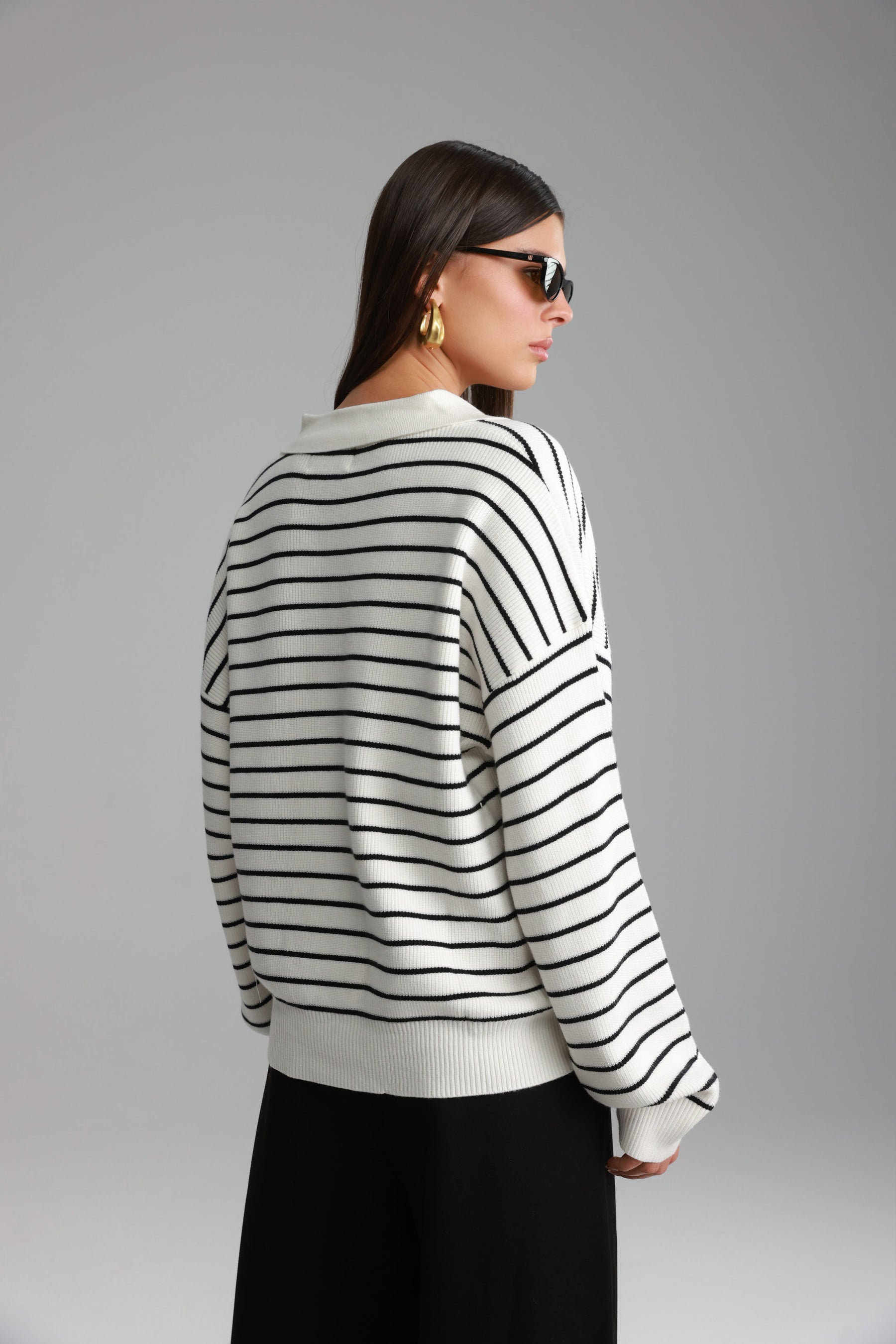 סריג קנדי פסים לבן/שחור