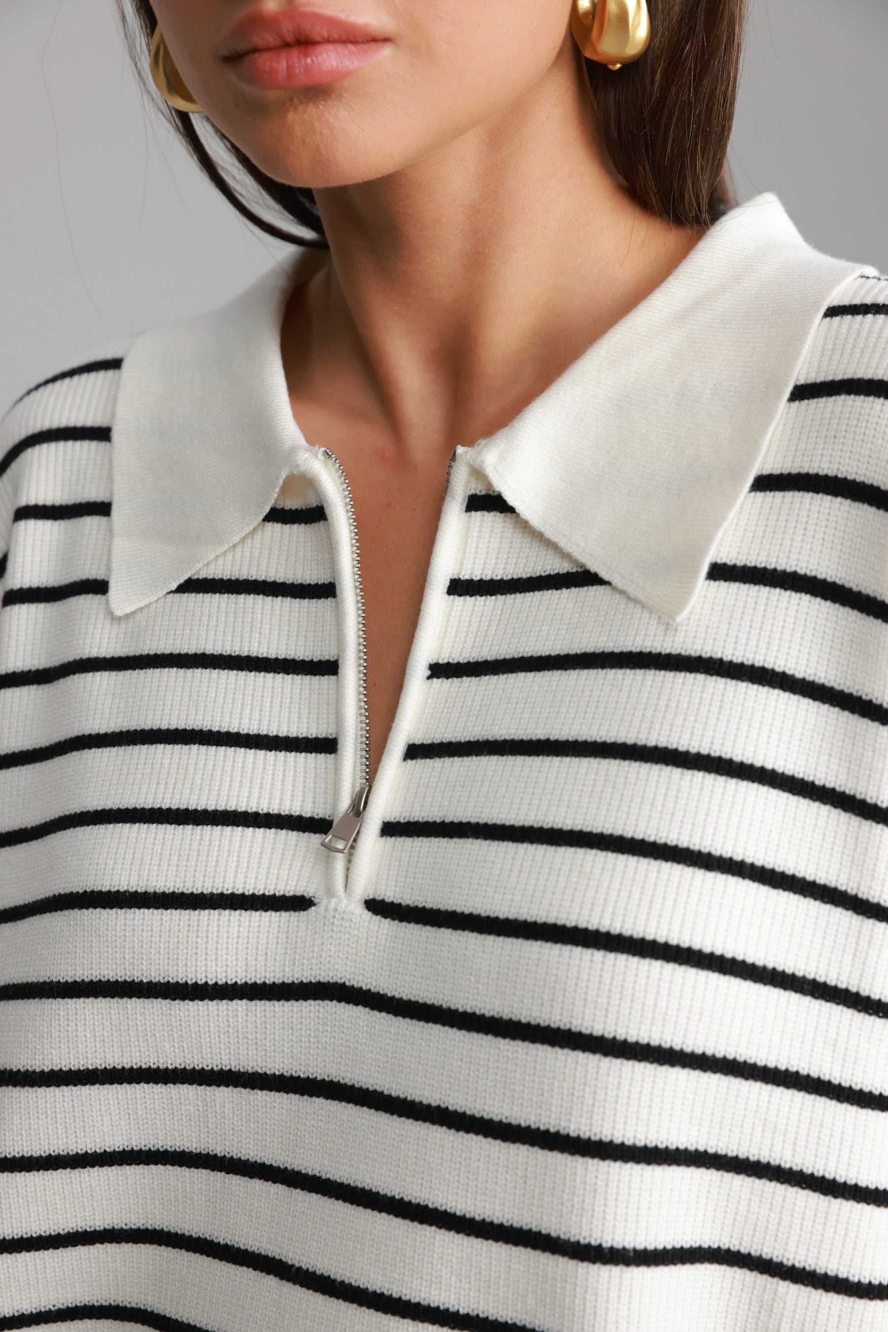 סריג קנדי פסים לבן/שחור