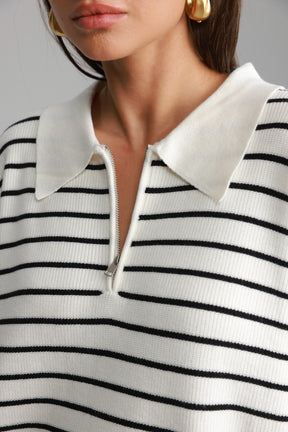 סריג קנדי פסים לבן/שחור