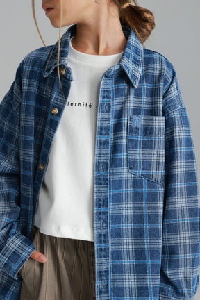 חולצת קלוד מכופתרת כחול כהה