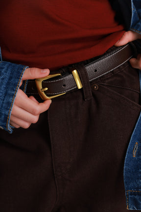 חגורת איב חום כהה אבזם זהב