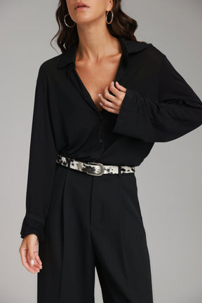 חולצת ליבי מכופתרת שחורה