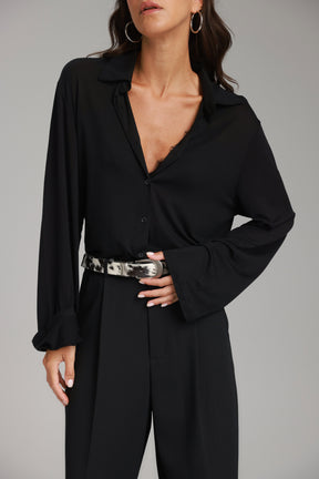 חולצת ליבי מכופתרת שחורה