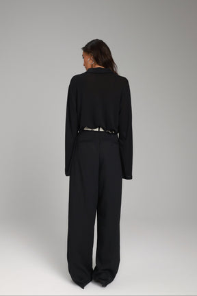 חולצת ליבי מכופתרת שחורה