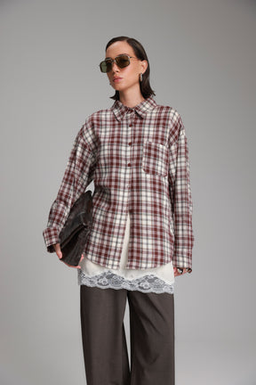 חולצת אביגיל מכופתרת בורדו