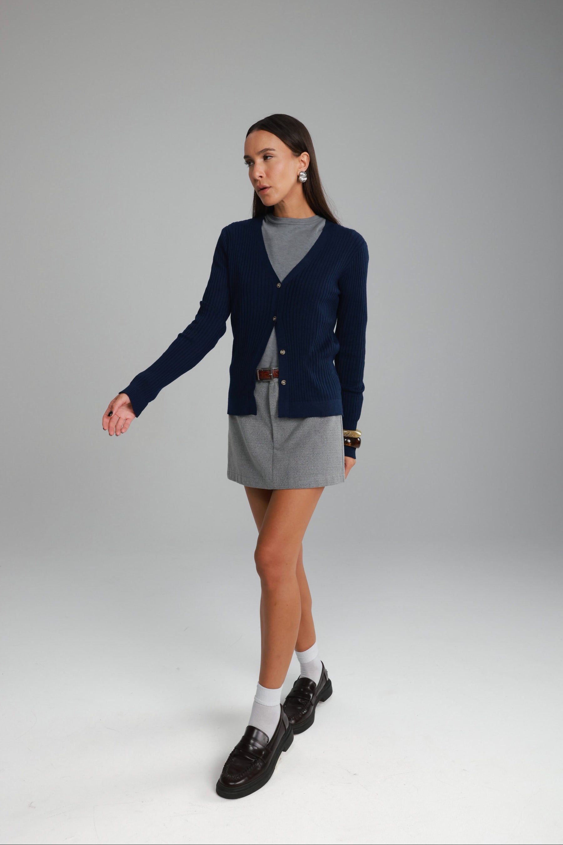 חצאית שיינה אפור בהיר