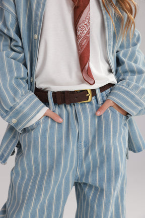 חגורת טאי חום כהה אבזם זהב