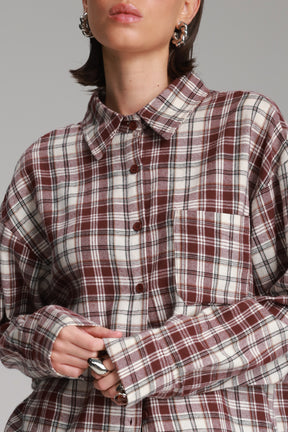 חולצת אביגיל מכופתרת בורדו