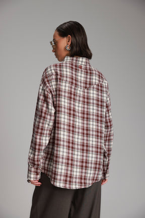 חולצת אביגיל מכופתרת בורדו