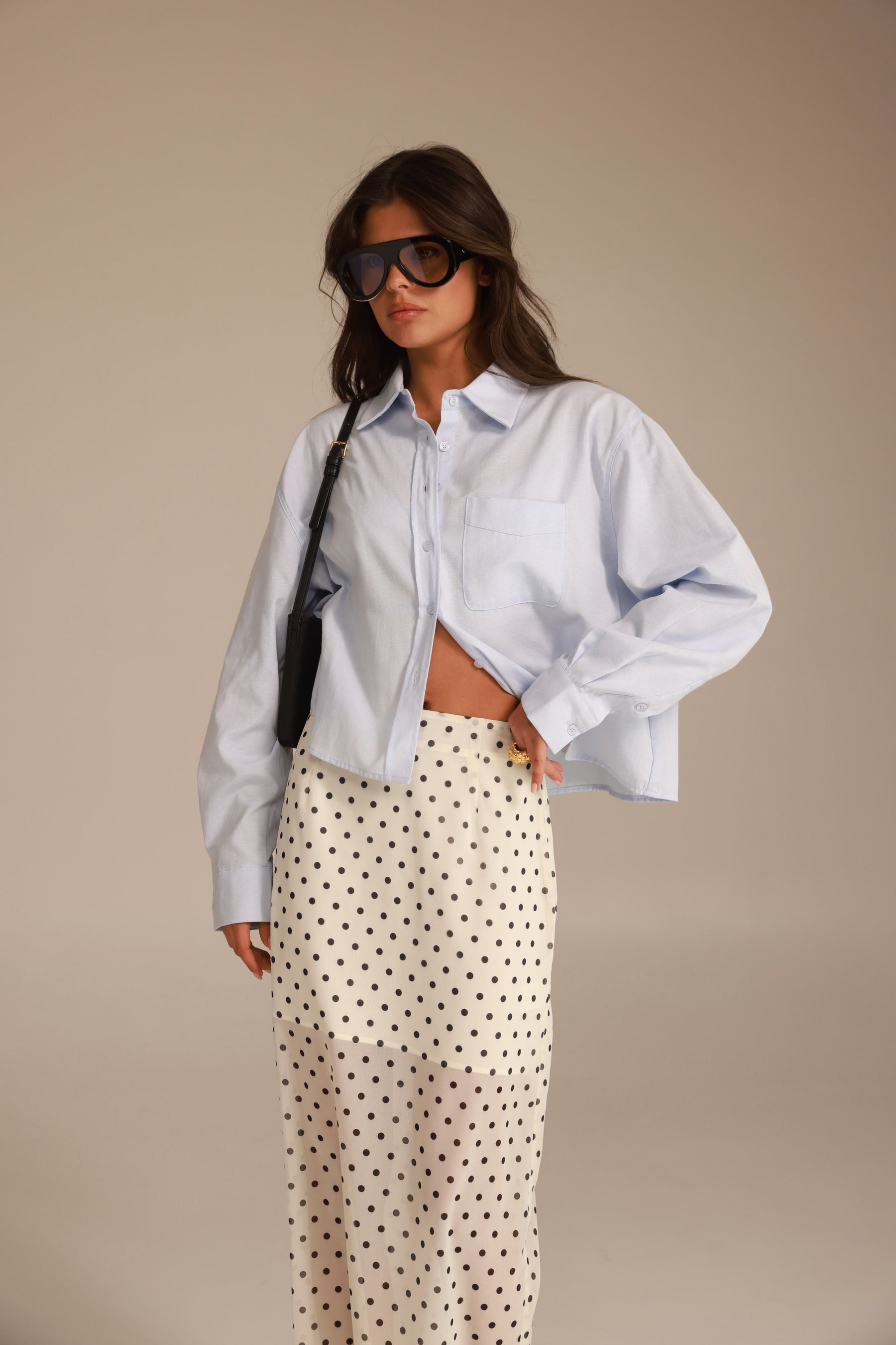 חולצת סילבר מכופתרת כחול בהיר