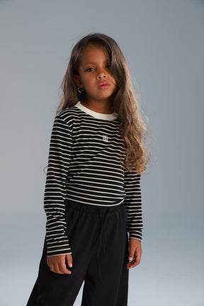 חולצת ג'ייד פסים שחור/שמנת