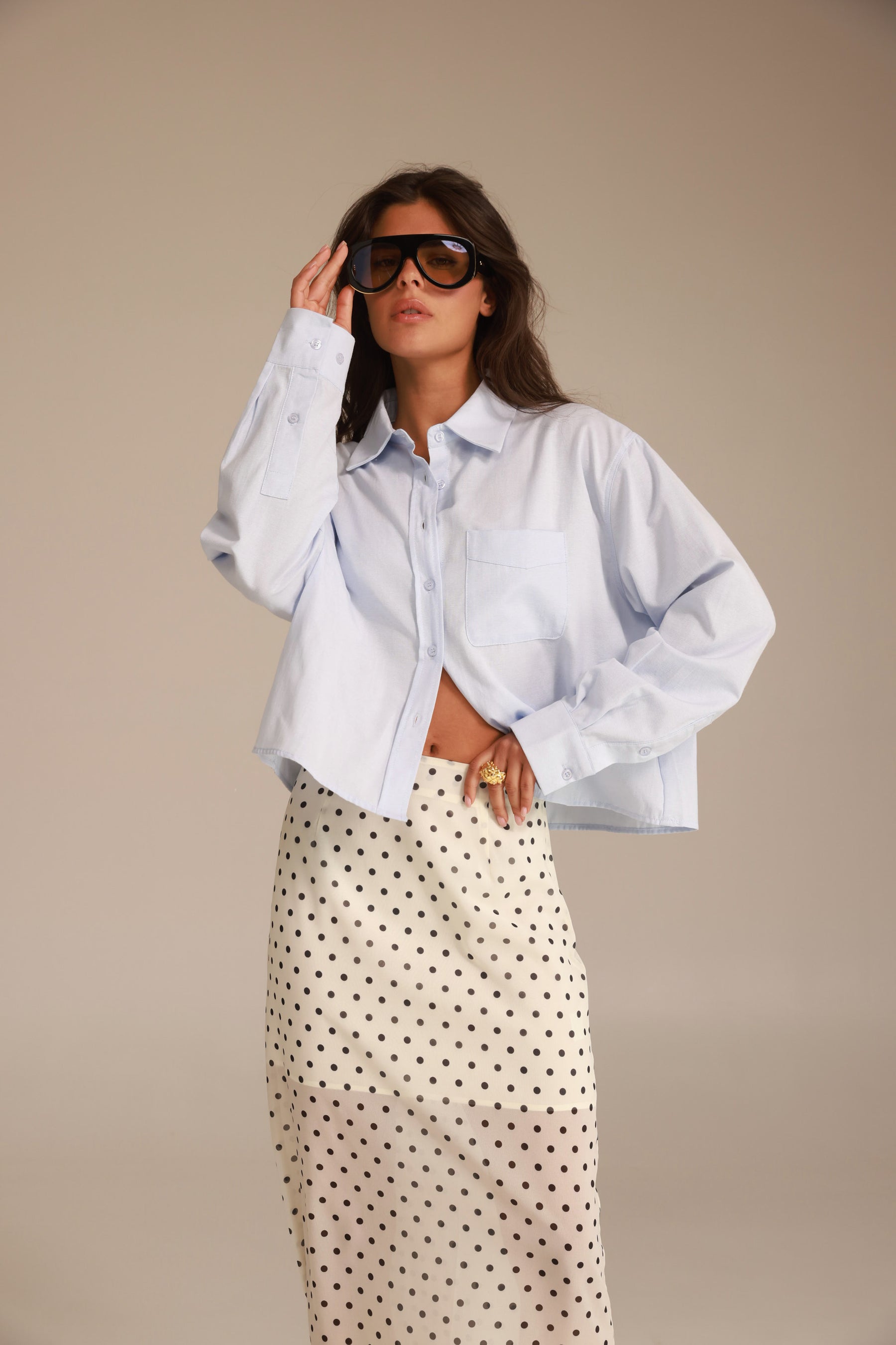 חולצת סילבר מכופתרת כחול בהיר