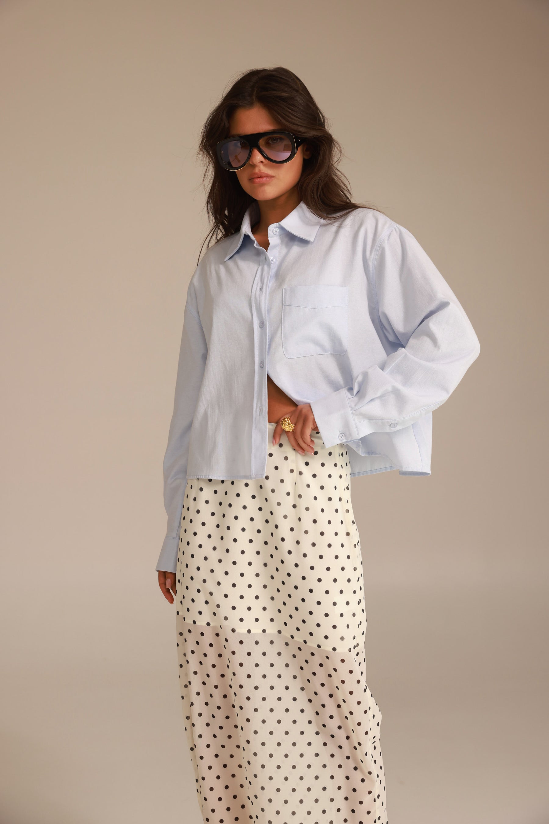 חולצת סילבר מכופתרת כחול בהיר