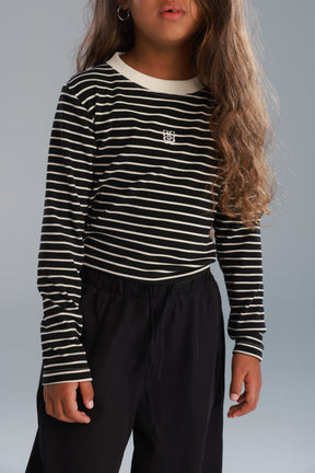 חולצת ג'ייד פסים שחור/שמנת
