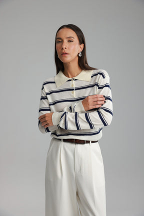 חולצת סריג מונטנה שמנת/נייבי