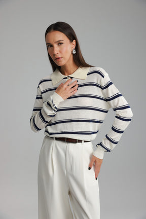 חולצת סריג מונטנה שמנת/נייבי