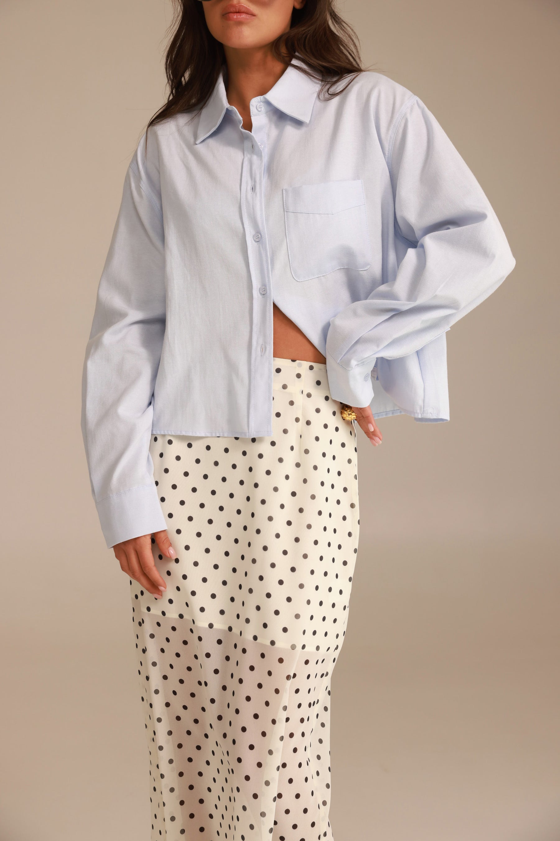 חולצת סילבר מכופתרת כחול בהיר