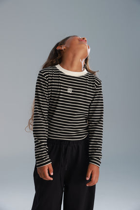 חולצת ג'ייד פסים שחור/שמנת