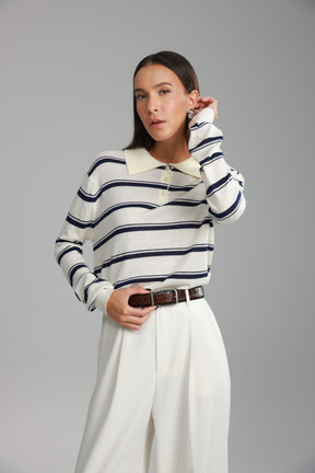 חולצת סריג מונטנה שמנת/נייבי