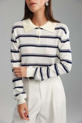 חולצת סריג מונטנה שמנת/נייבי