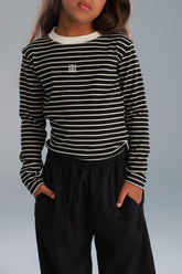 חולצת ג'ייד פסים שחור/שמנת