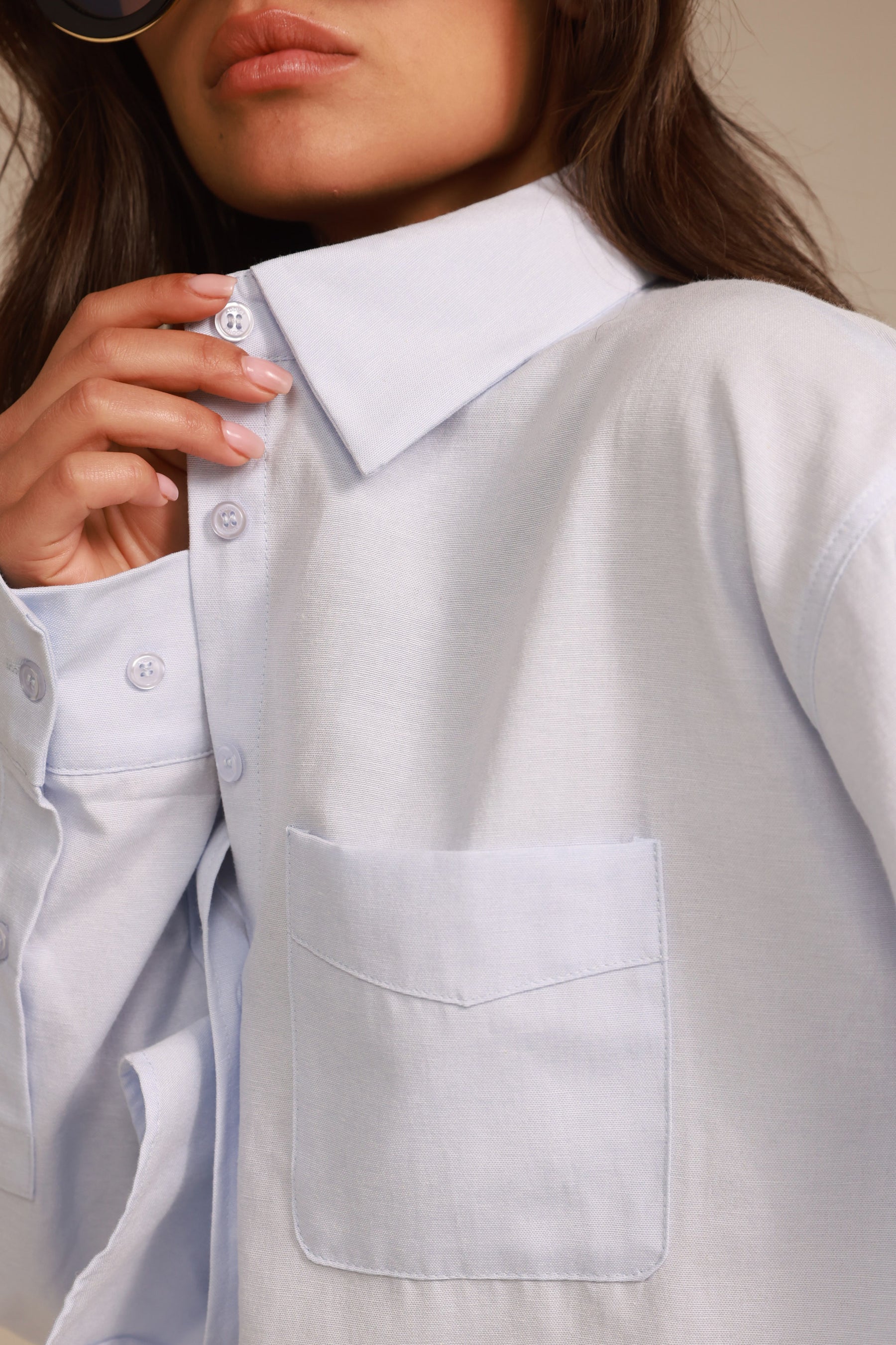 חולצת סילבר מכופתרת כחול בהיר