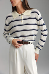 חולצת סריג מונטנה שמנת/נייבי