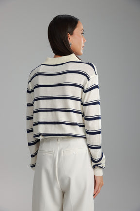 חולצת סריג מונטנה שמנת/נייבי