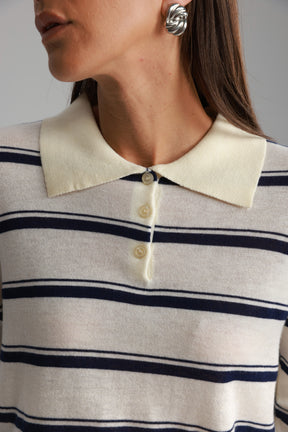 חולצת סריג מונטנה שמנת/נייבי