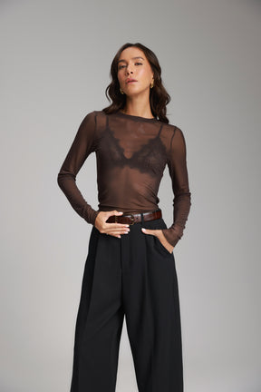 חולצת קרול חום כהה